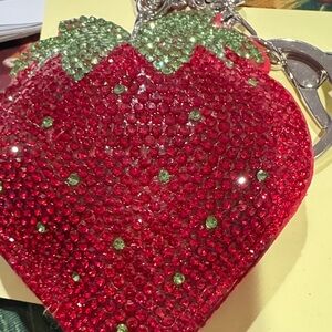 Crystal Strawberry Keychain Bag Charm